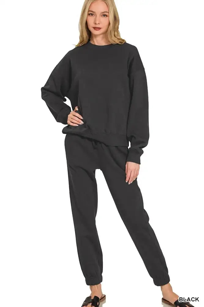 Premium Fleece Loungewear Set Oversized Sweatshirt and Jogger Pants