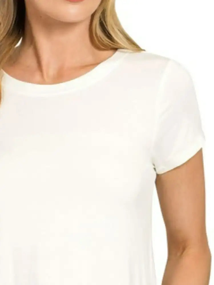 Zenana Flowy Round Hem Rayon Short Sleeve T-Shirt