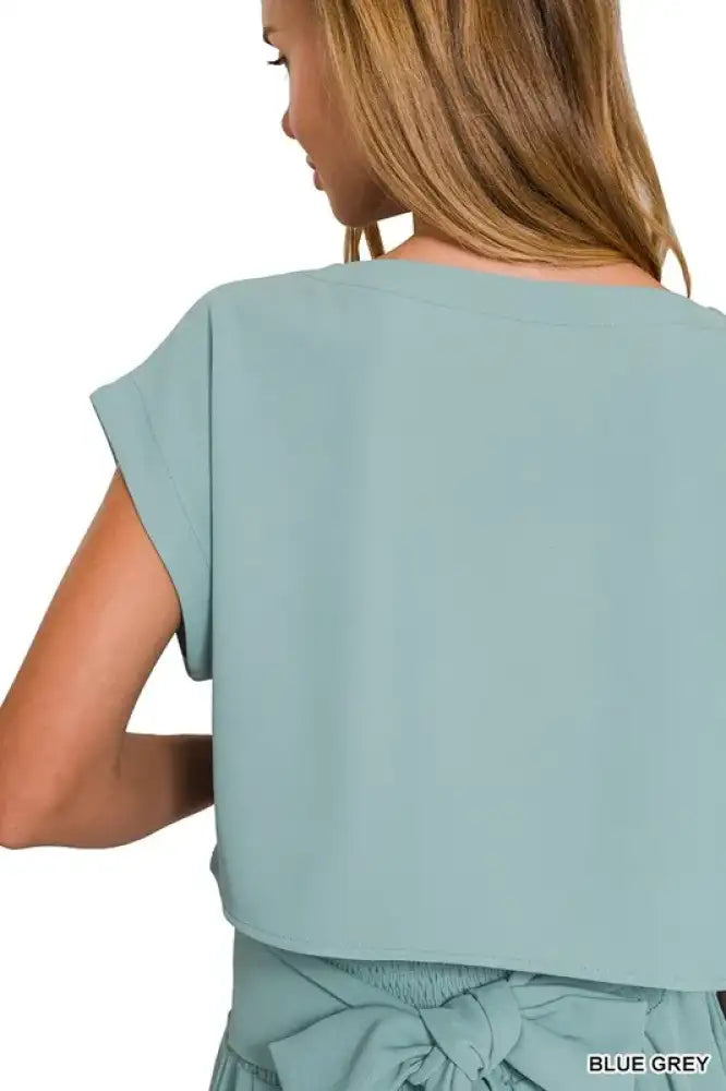 Zenana Heavy Woven Span Crop Tee & Skirt Set