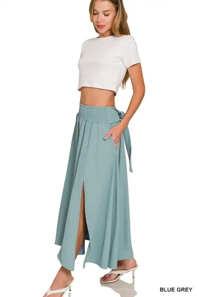 Zenana Heavy Woven Span Crop Tee & Skirt Set