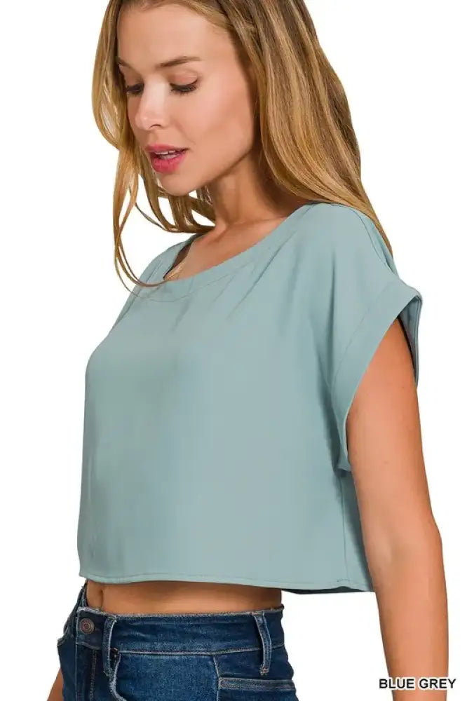 Zenana Heavy Woven Span Crop Tee & Skirt Set