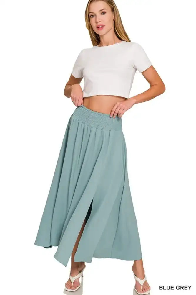 Zenana Heavy Woven Span Crop Tee & Skirt Set