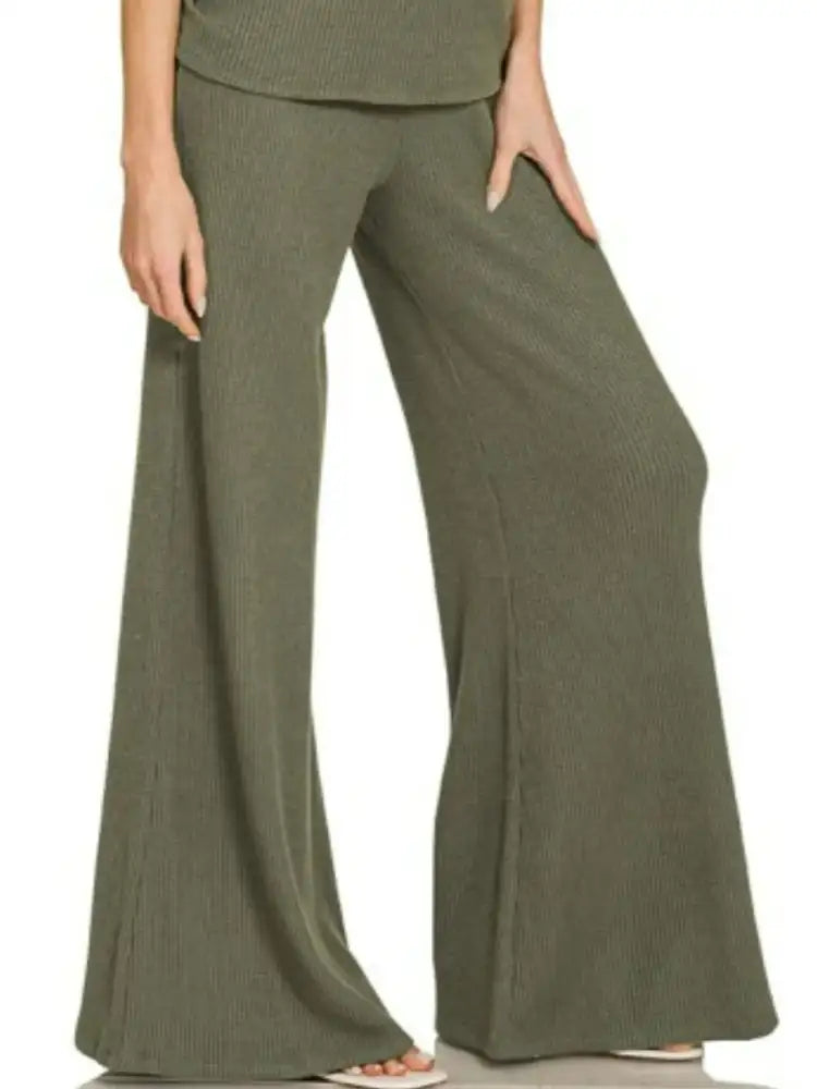 Zenana Mock Neck Top and Pants Sweater Set