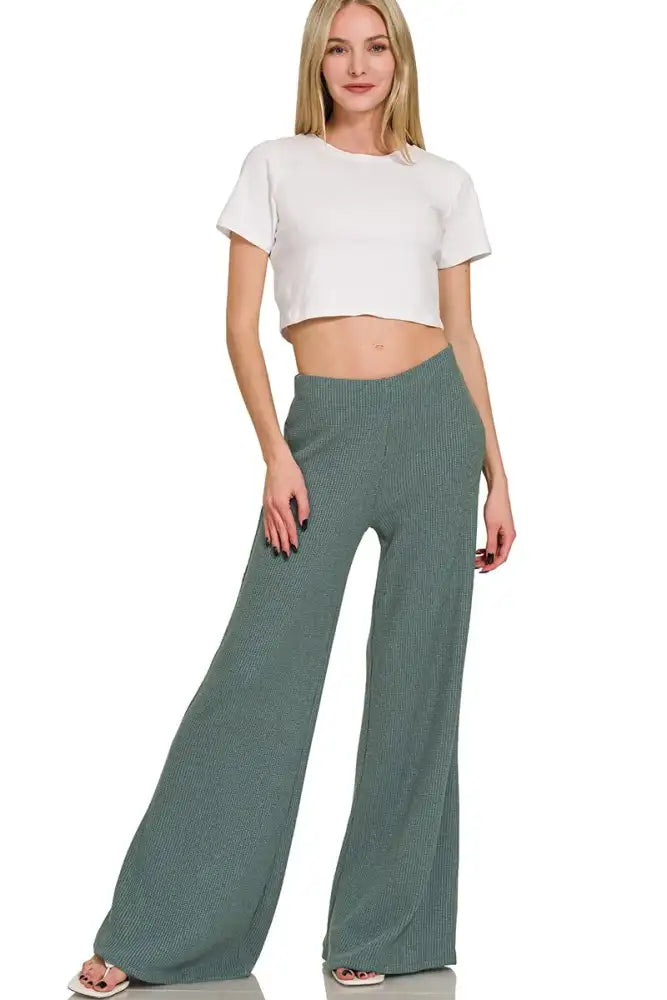 Zenana Mock Neck Top and Pants Sweater Set