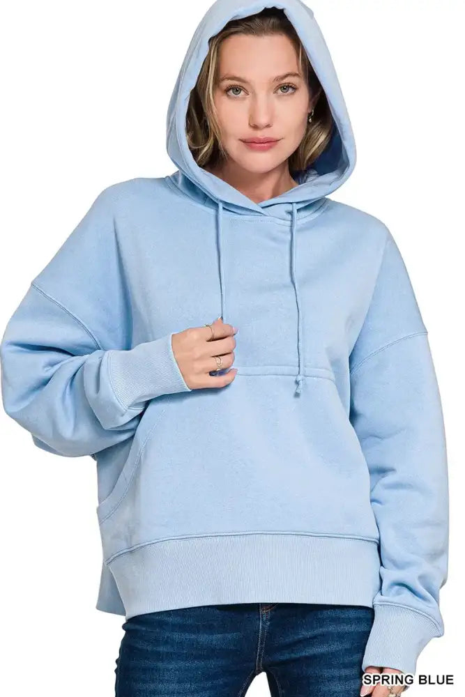 Zenana Oversized Fleece Kangaroo Pocket Hoodie
