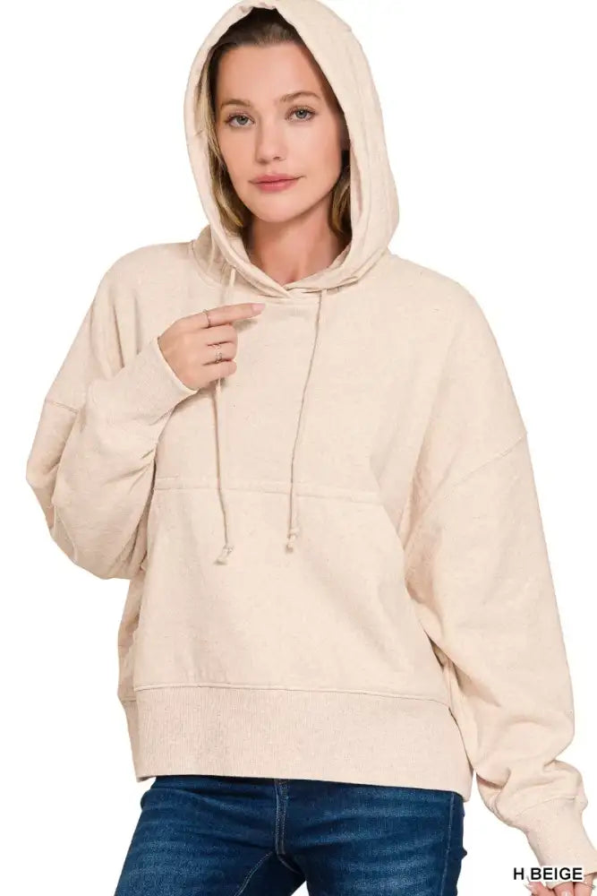 Zenana Oversized Fleece Kangaroo Pocket Hoodie