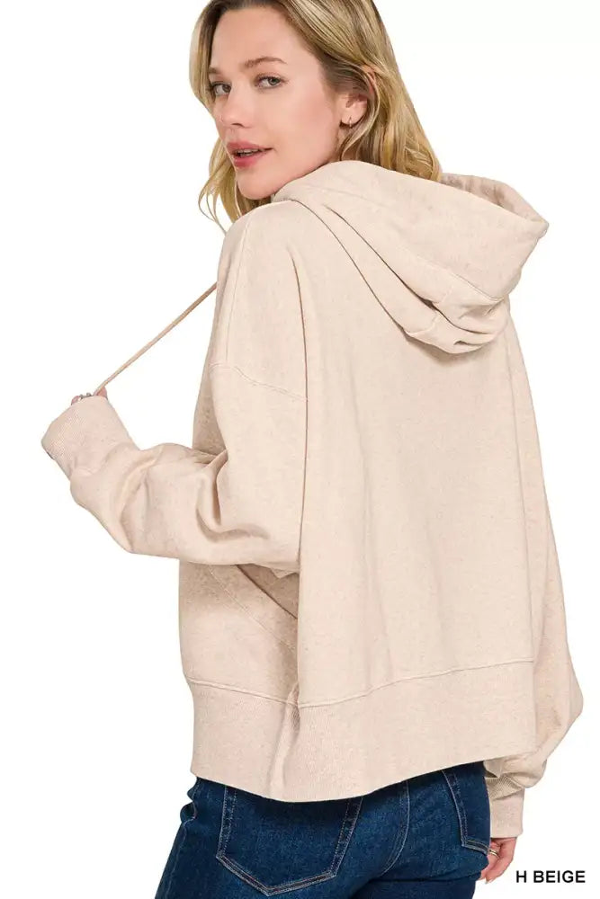 Zenana Oversized Fleece Kangaroo Pocket Hoodie