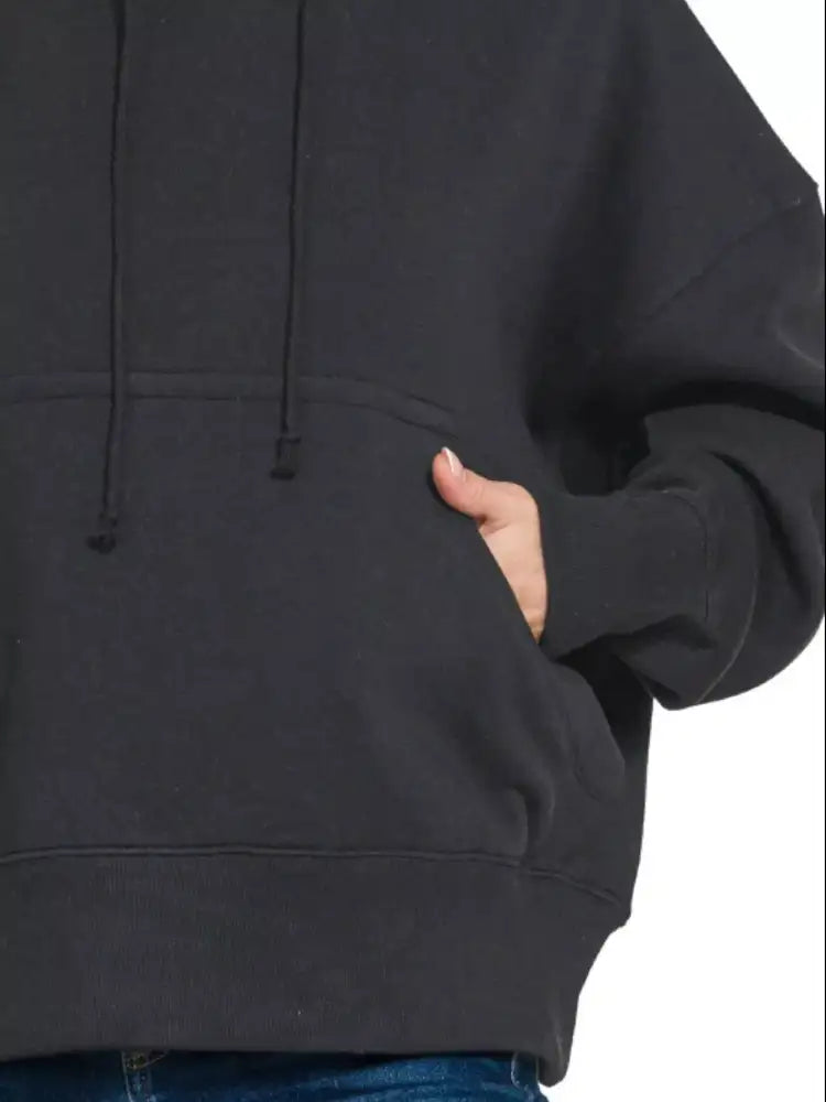 Zenana Oversized Fleece Kangaroo Pocket Hoodie