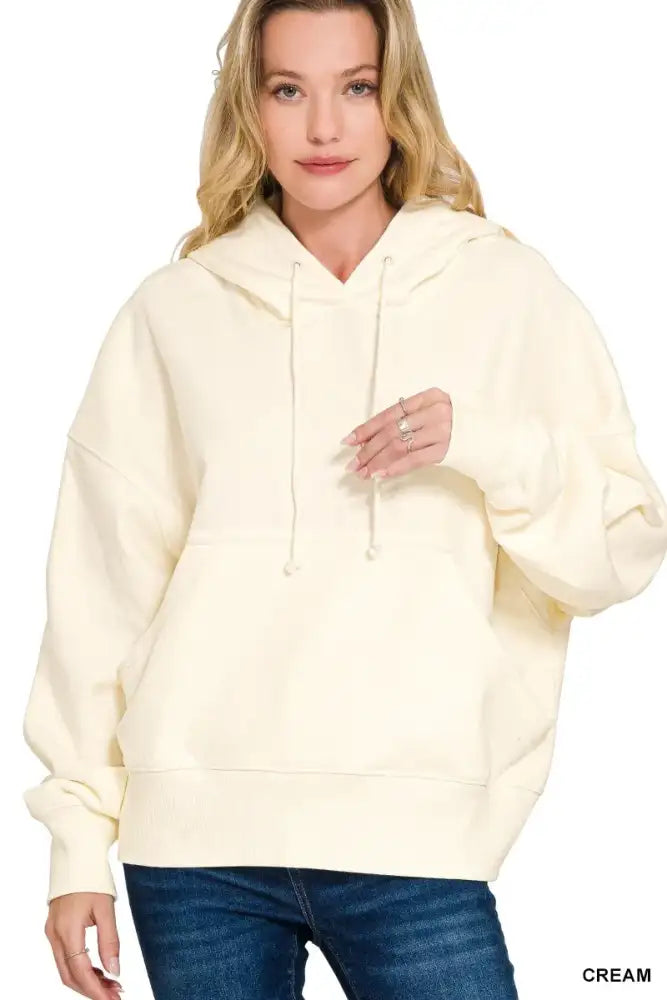Zenana Oversized Fleece Kangaroo Pocket Hoodie