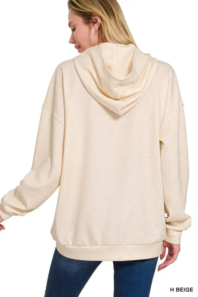 Zenana Oversized Scuba Hoodie with Kangaroo Pocket