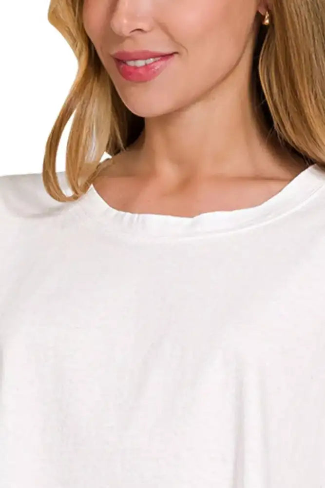 Zenana Premium Cotton Oversized Round Neck Box T-Shirt