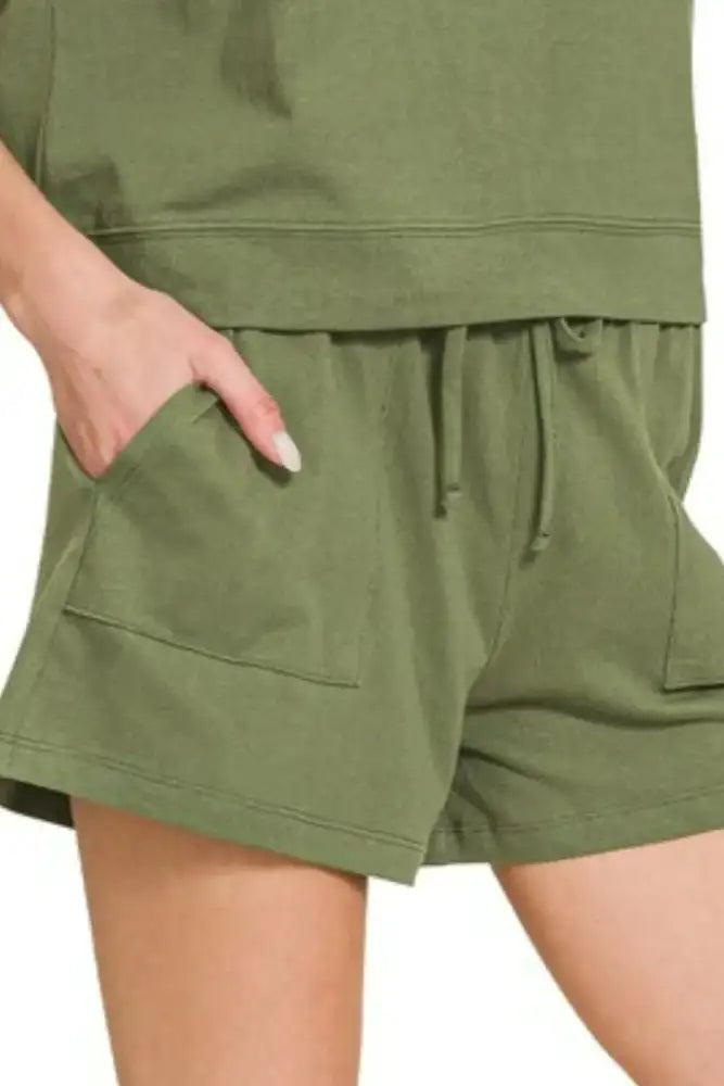 Zenana Premium Cotton Top & Shorts Set