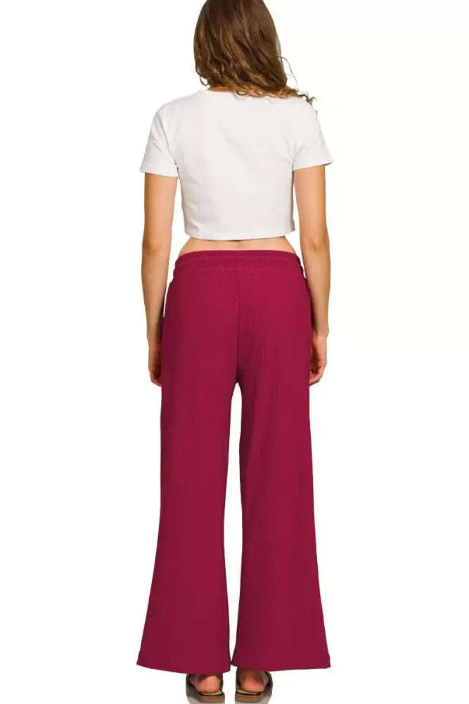 Zenana Ribbed Round Neck Pullover and Drawstring Pants Set
