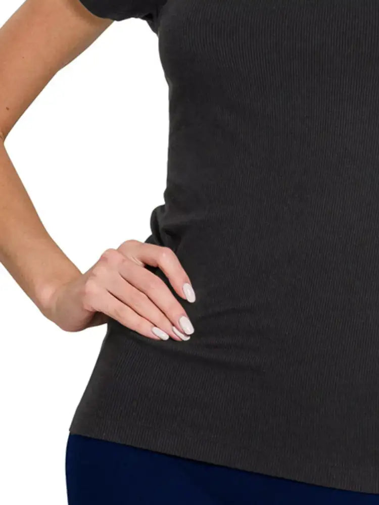 Zenana Ribbed Round Neck Short Sleeve T-Shirt