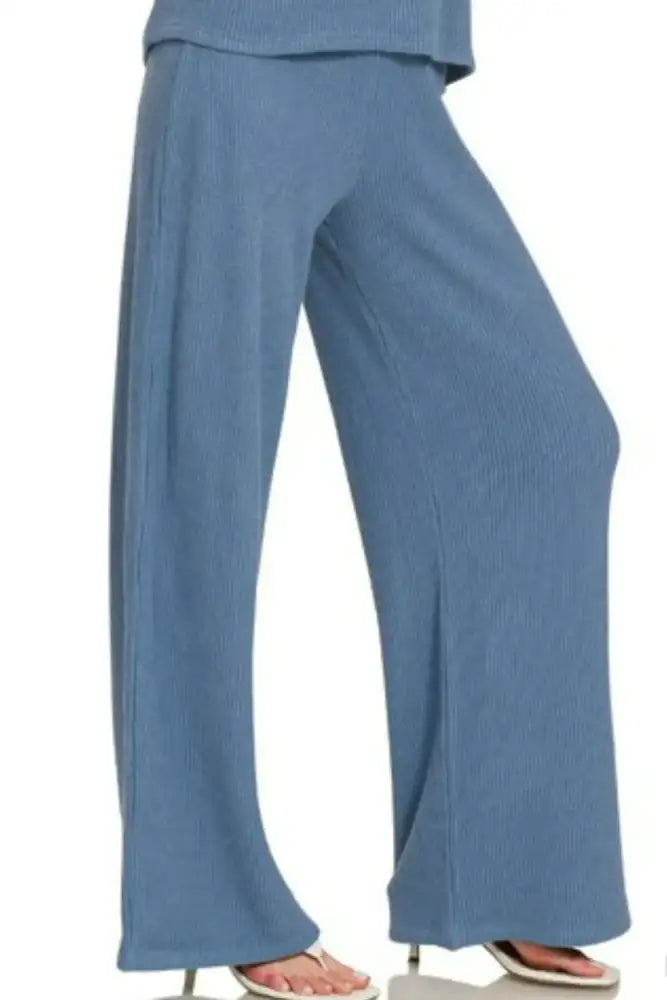 Zenana Rolled Sleeve Top and Pants Sweater Set