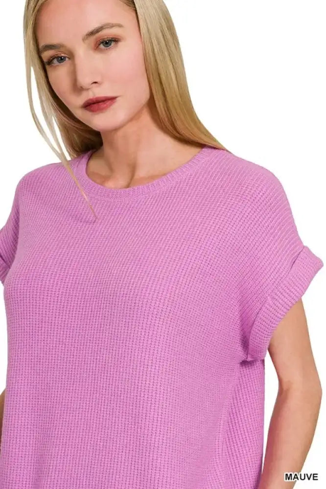 Zenana Rolled Sleeve Top and Pants Sweater Set