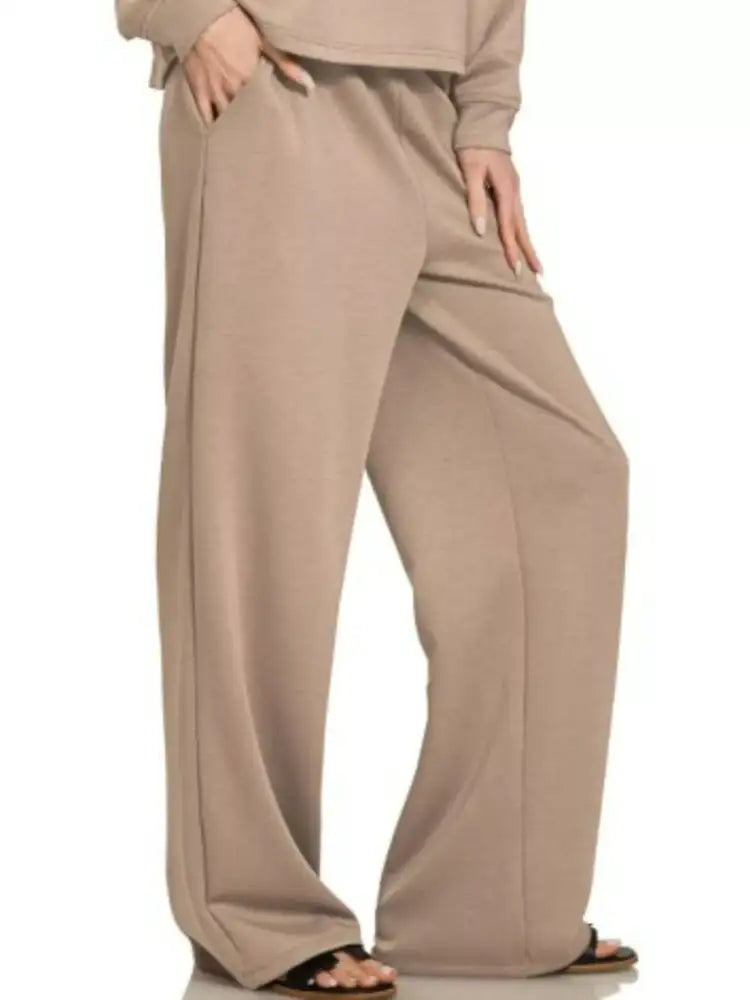 Zenana Scuba Crewneck Sweatshirt and Pants Set