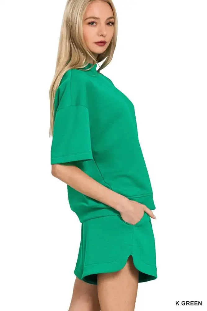 Zenana Scuba Short Sleeve T-Shirt and Shorts Set