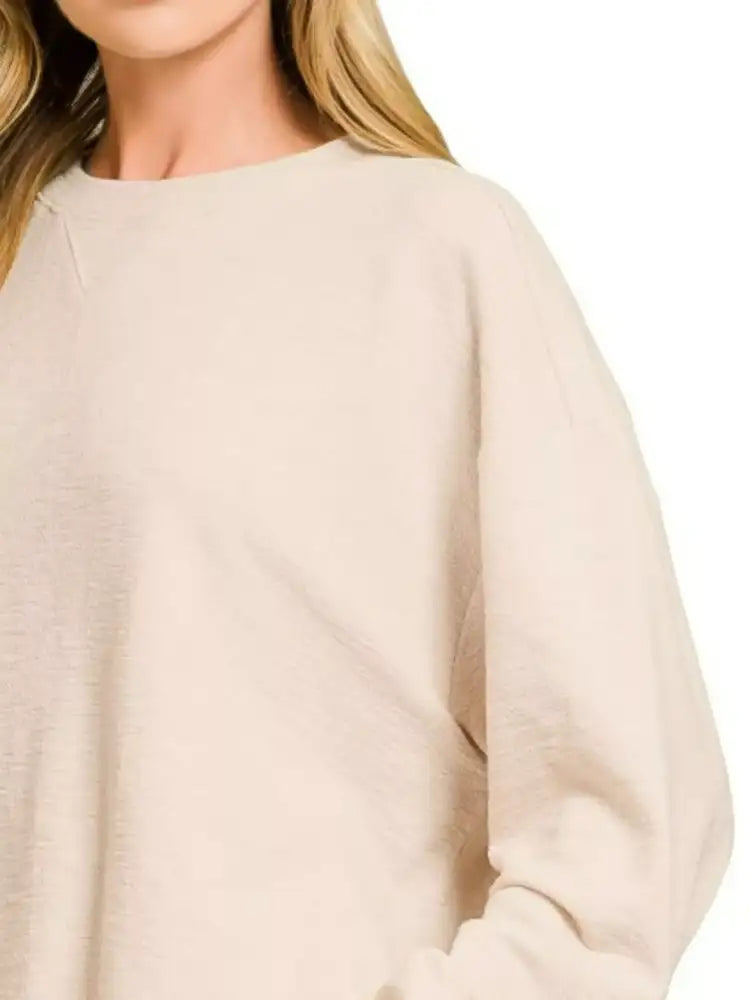 Zenana Slub Long Sleeve Top and Shorts Set