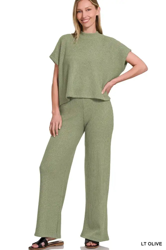 Zenana Sweater Boxy Top & Long Pants Set