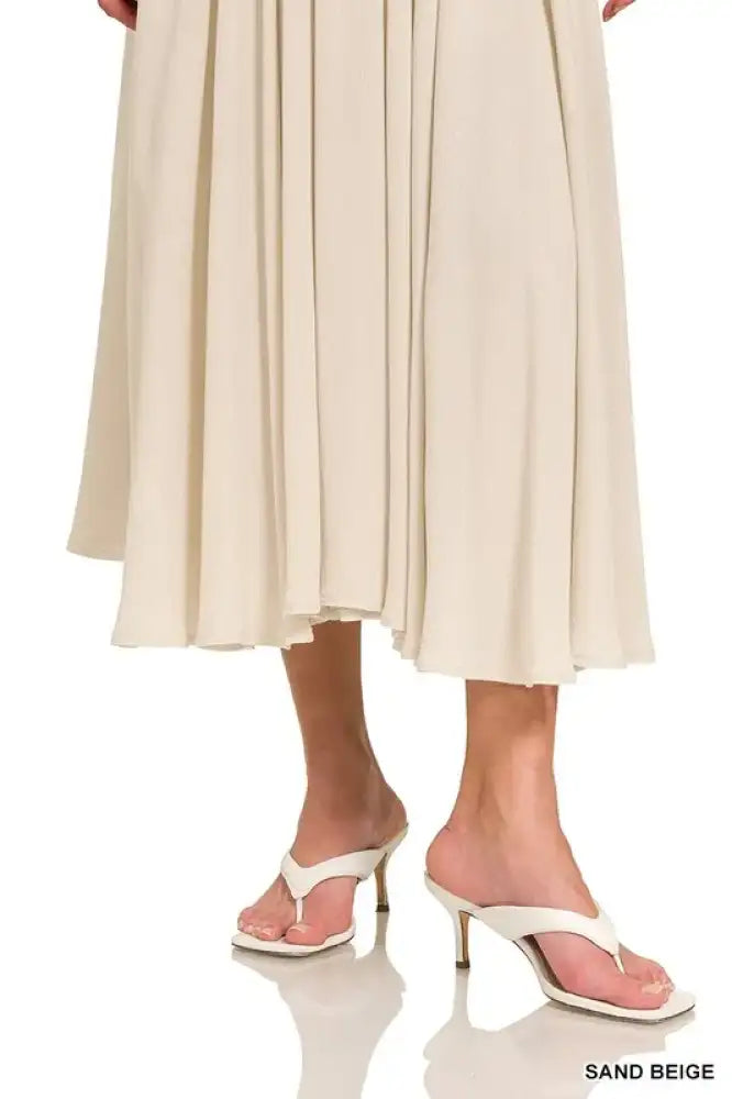 Zenana Woven Crinkle Gauze Crop Tee and Skirt Set