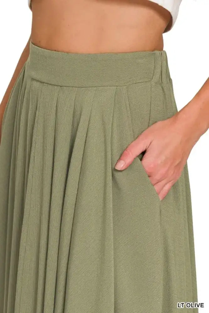 Zenana Woven Crinkle Gauze Crop Tee and Skirt Set