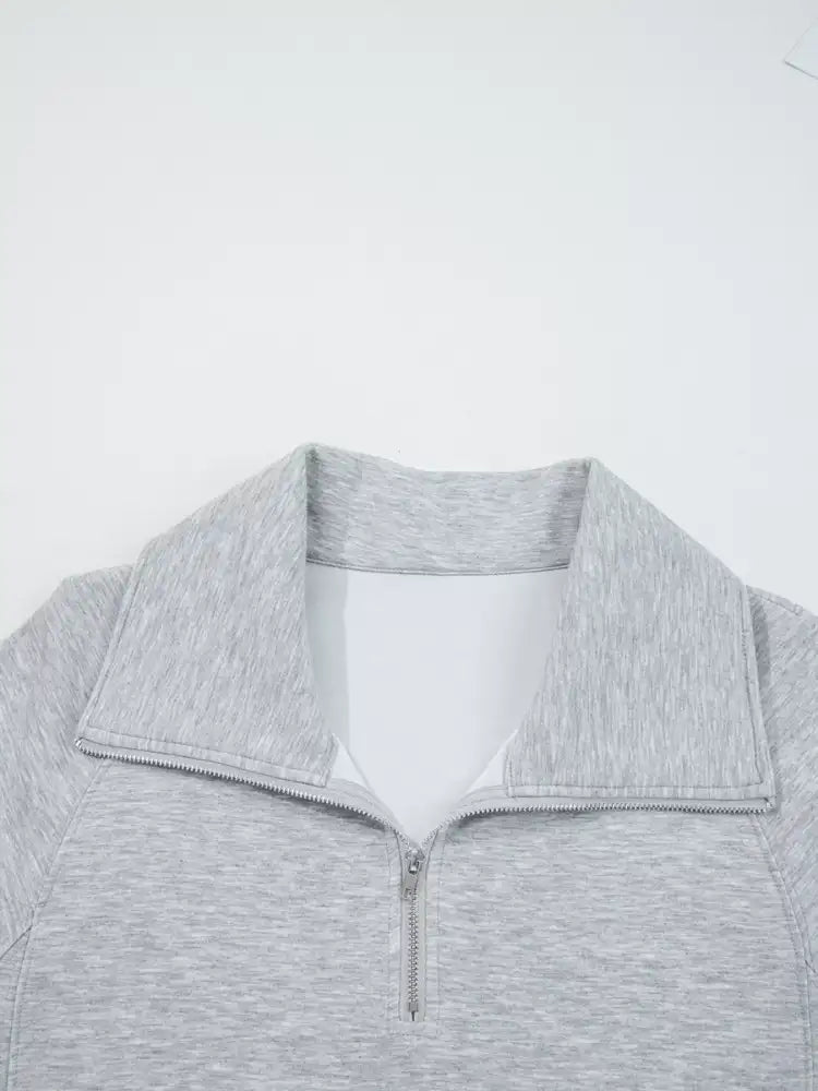 Zip Collar Long Sleeve Top and Drawstring Pants Set