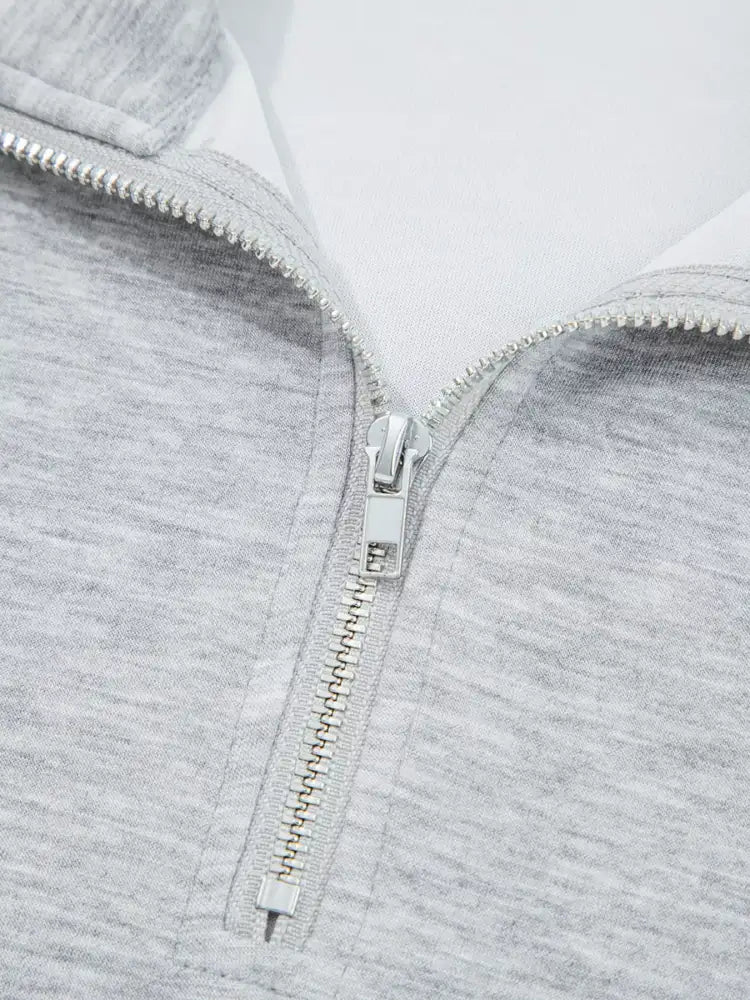 Zip Collar Long Sleeve Top and Drawstring Pants Set