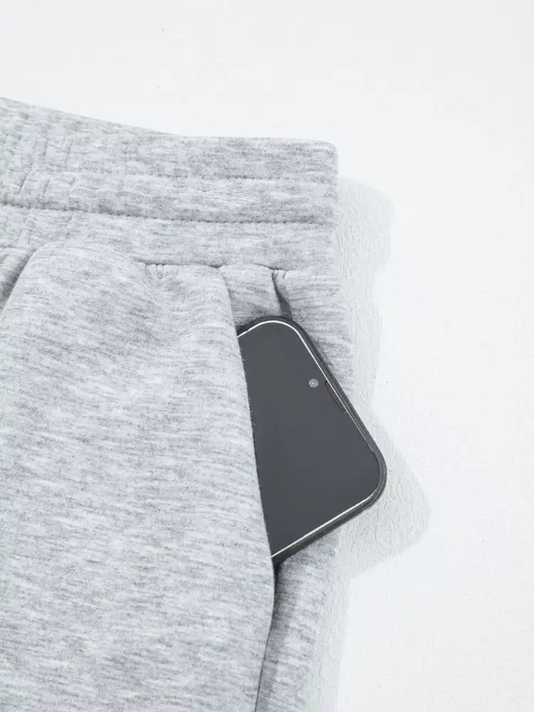 Zip Collar Long Sleeve Top and Drawstring Pants Set